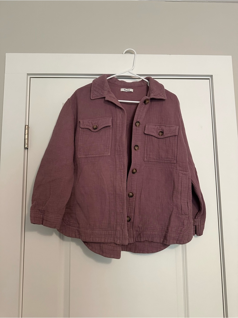 Madewell Mauve Textured Button-Front Shacket